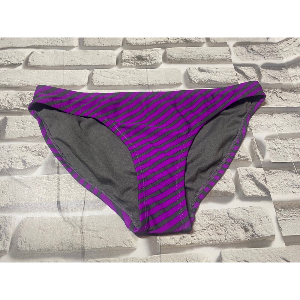 Converse‎ One Star Swimsuit Bottoms Striped Purple Gray Bikini Bottoms S